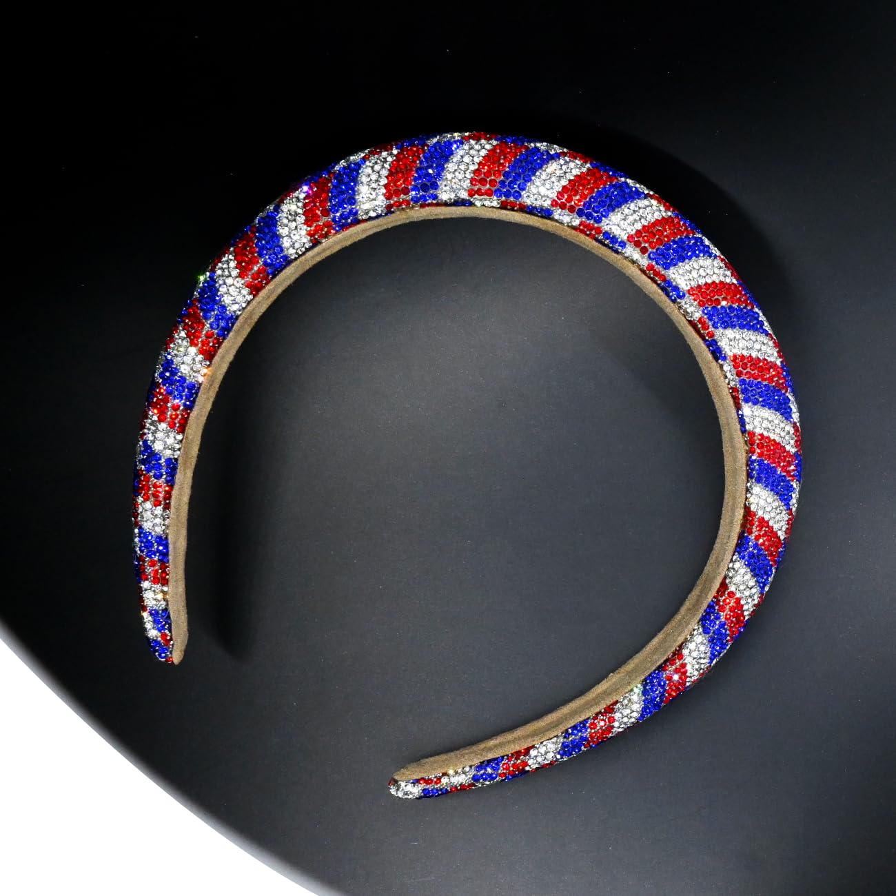 JUCCPUL padded rhinestone headband with velvet lining and non-slip comfort.