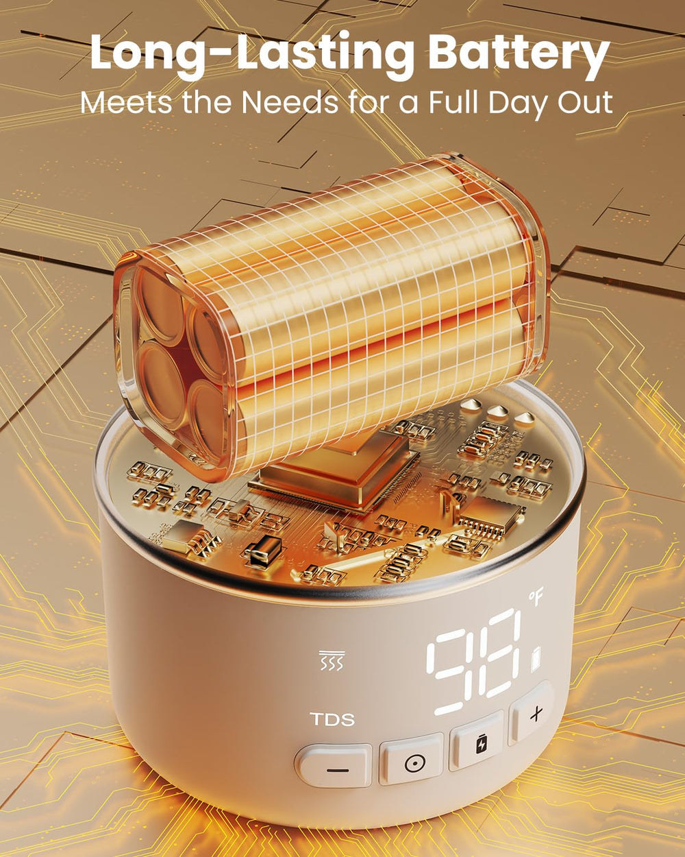 Juissiart LED display clearly showing temperature and battery level