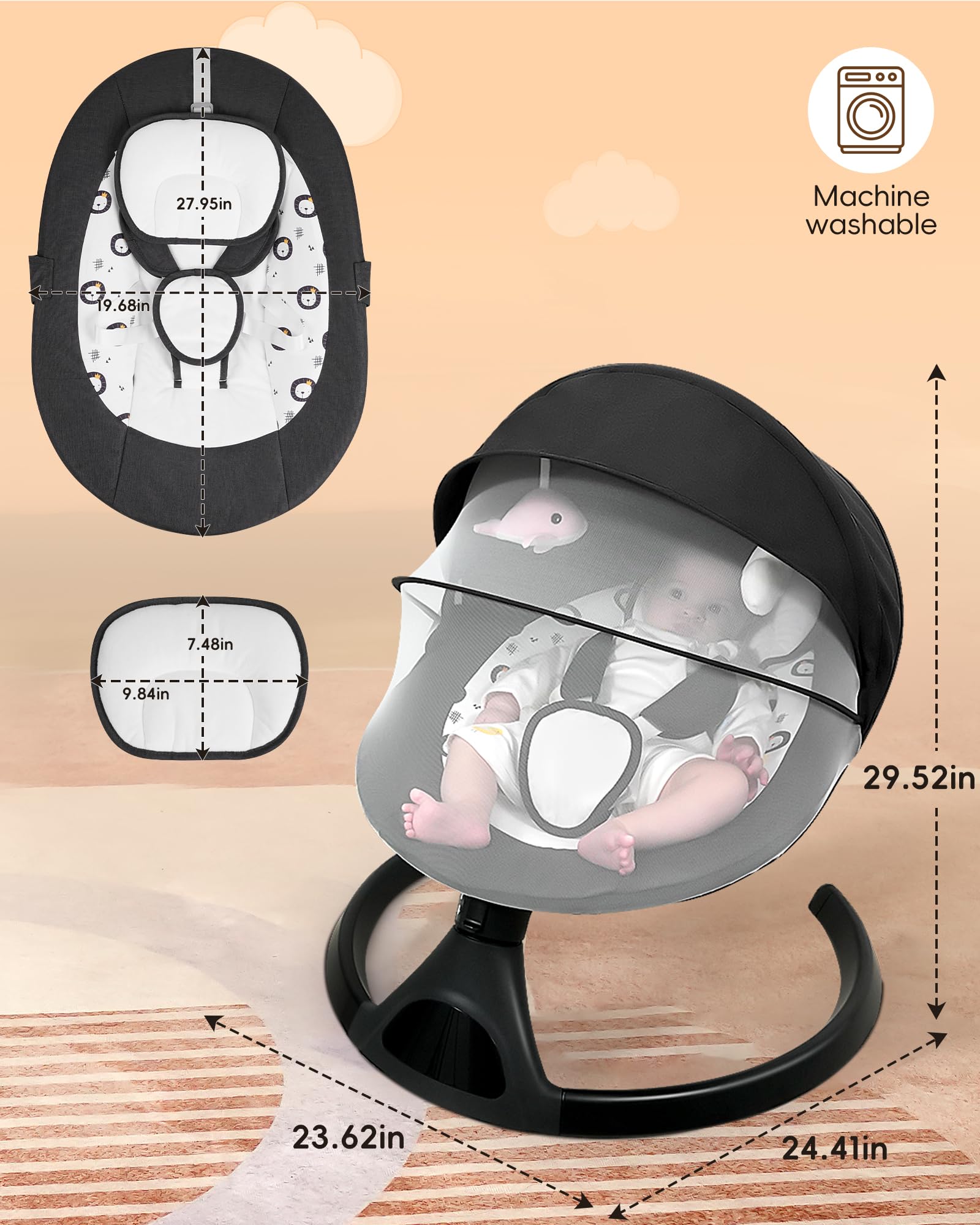 juitoy baby swing mosquito net protects during outdoor use