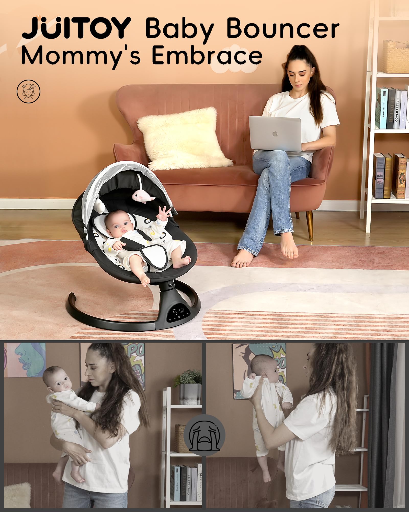 juitoy baby swing removable cushions for seasonal comfort and easy cleaning