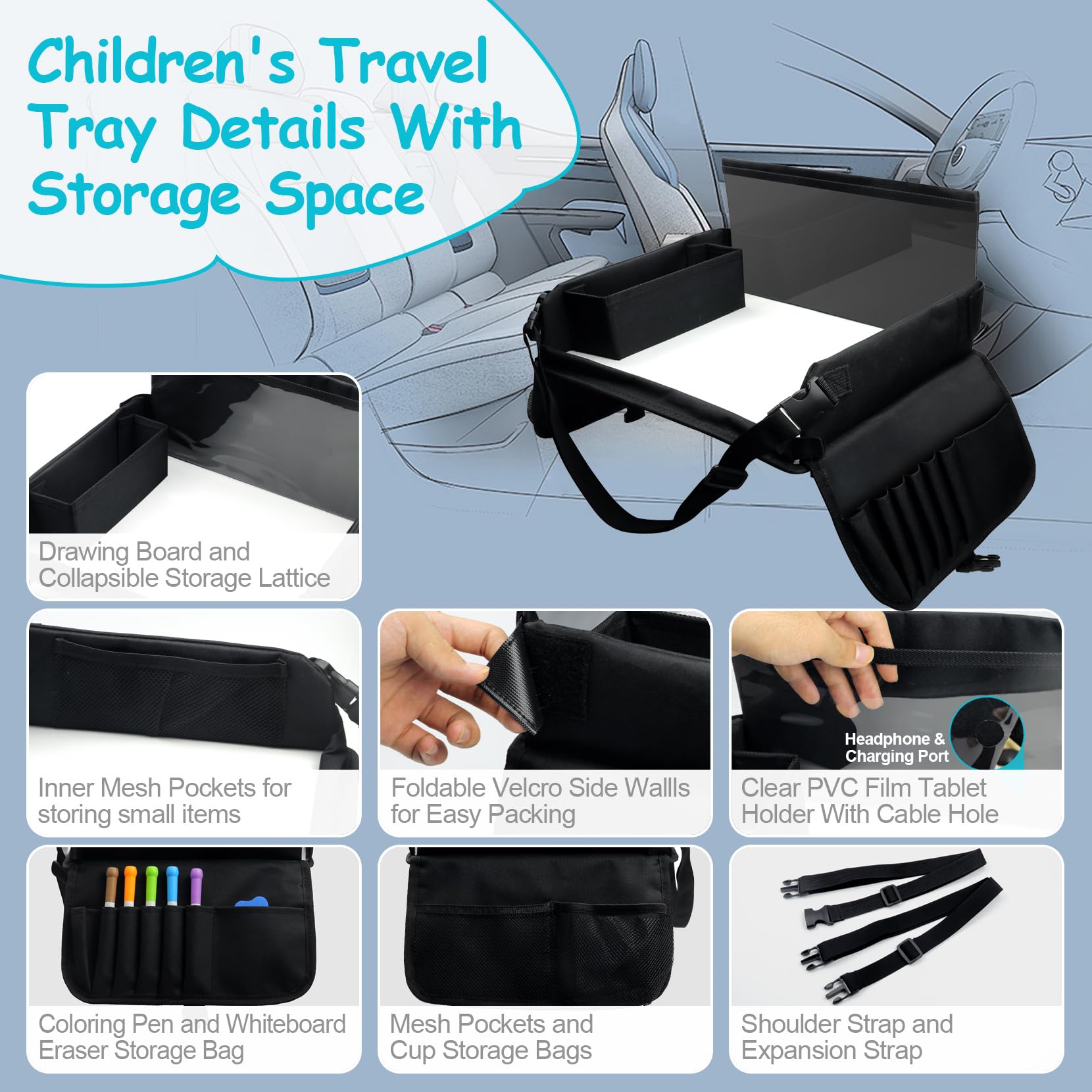 Julaiwy tray with 39 inch straps fits most car seats securely