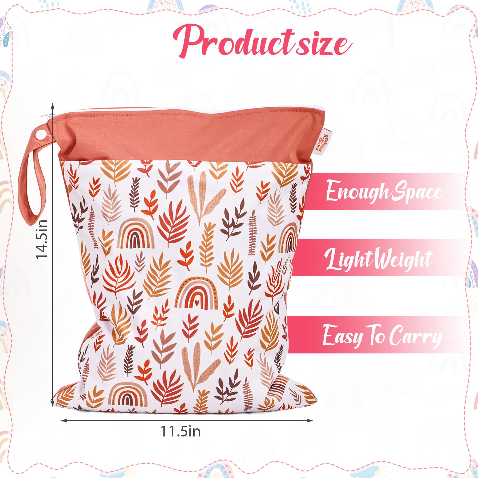 JuleLyn wet bag shows dual zipper pockets for separate wet and dry items.