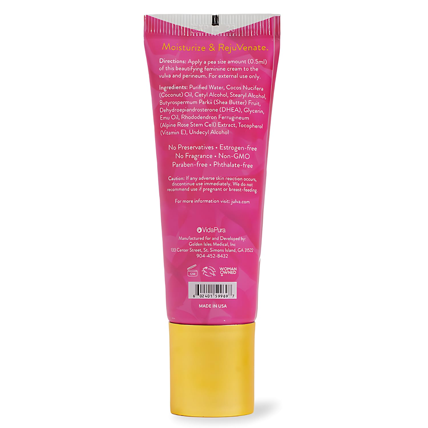 Julva cream application closeup demonstrates smooth, easy coverage for gentle hydration.