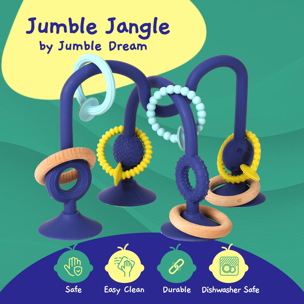 Jumble Dream Jangle BPA-free teether designed for safe chewing.