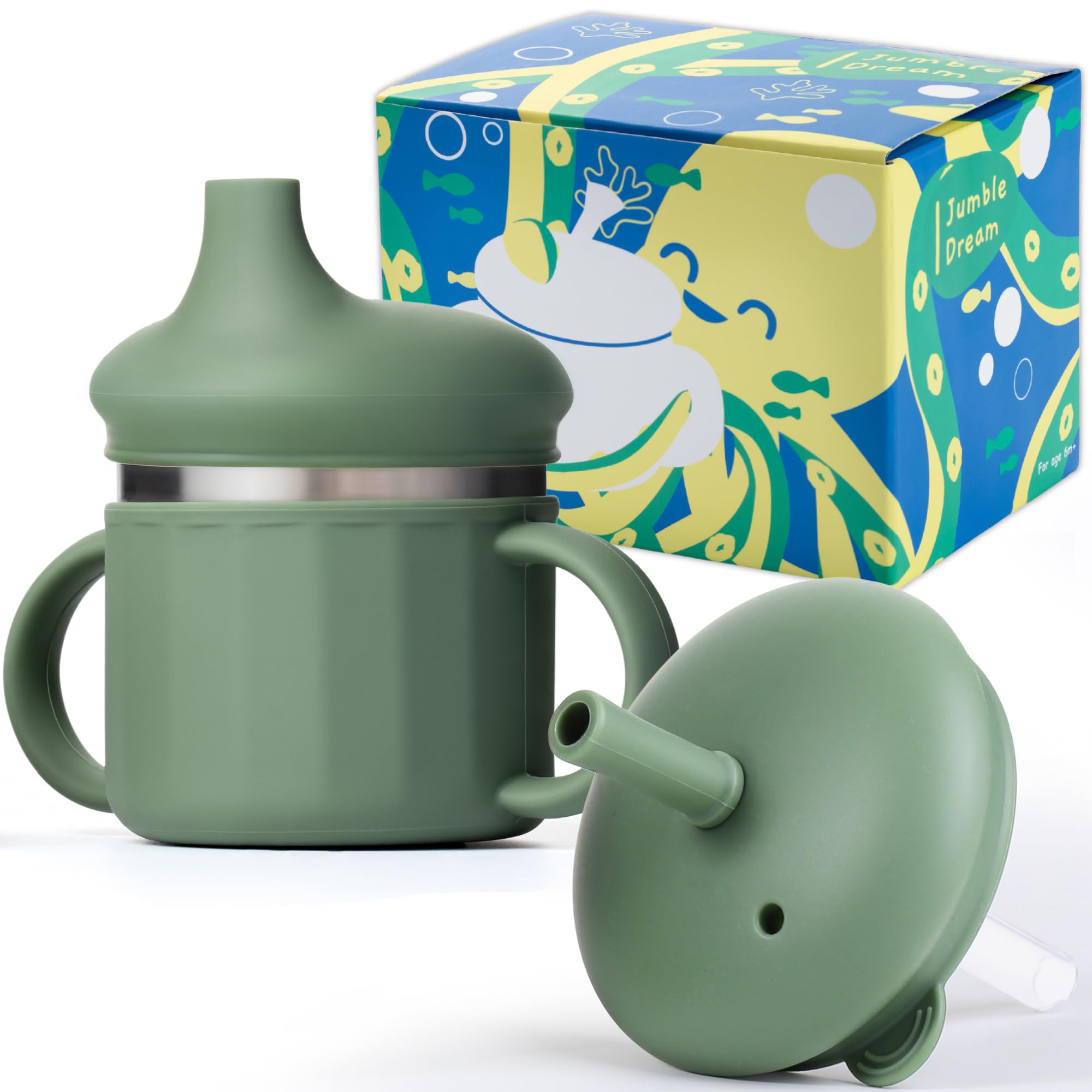 Jumble Dream sippy cup with stainless-steel interior keeps drinks pure and fresh