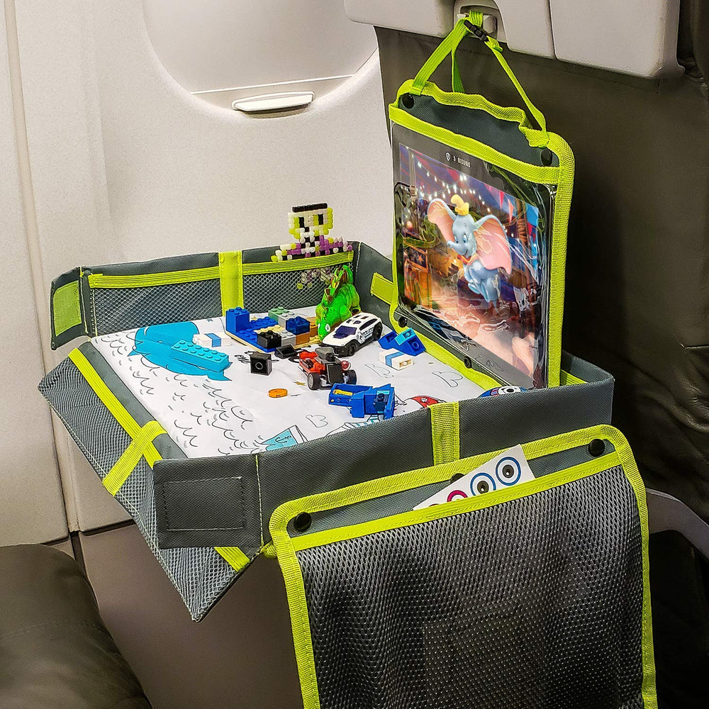 Jumbo Ears Origami travel tray gray folding action for quick setup.