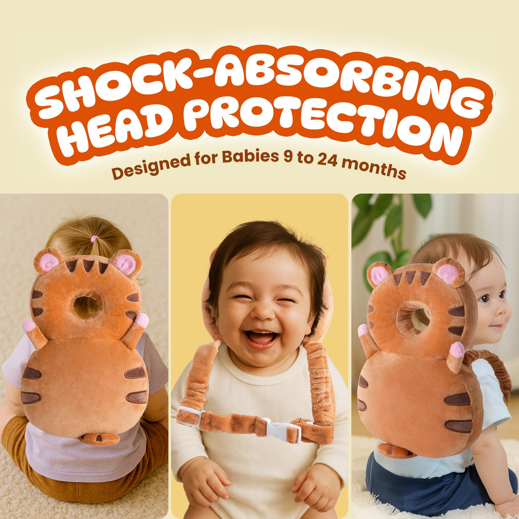 JumiLux adjustable strap keeps the head protector secure without restricting movement.