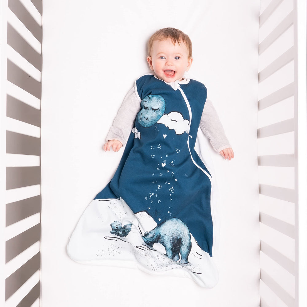 JumpOff Jo two-way zip sleep sack enables quick night diaper changes.
