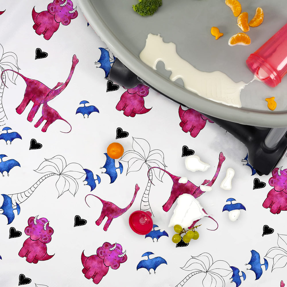 JumpOff Jo pink dinosaur mat doubles as picnic or water-play cover.