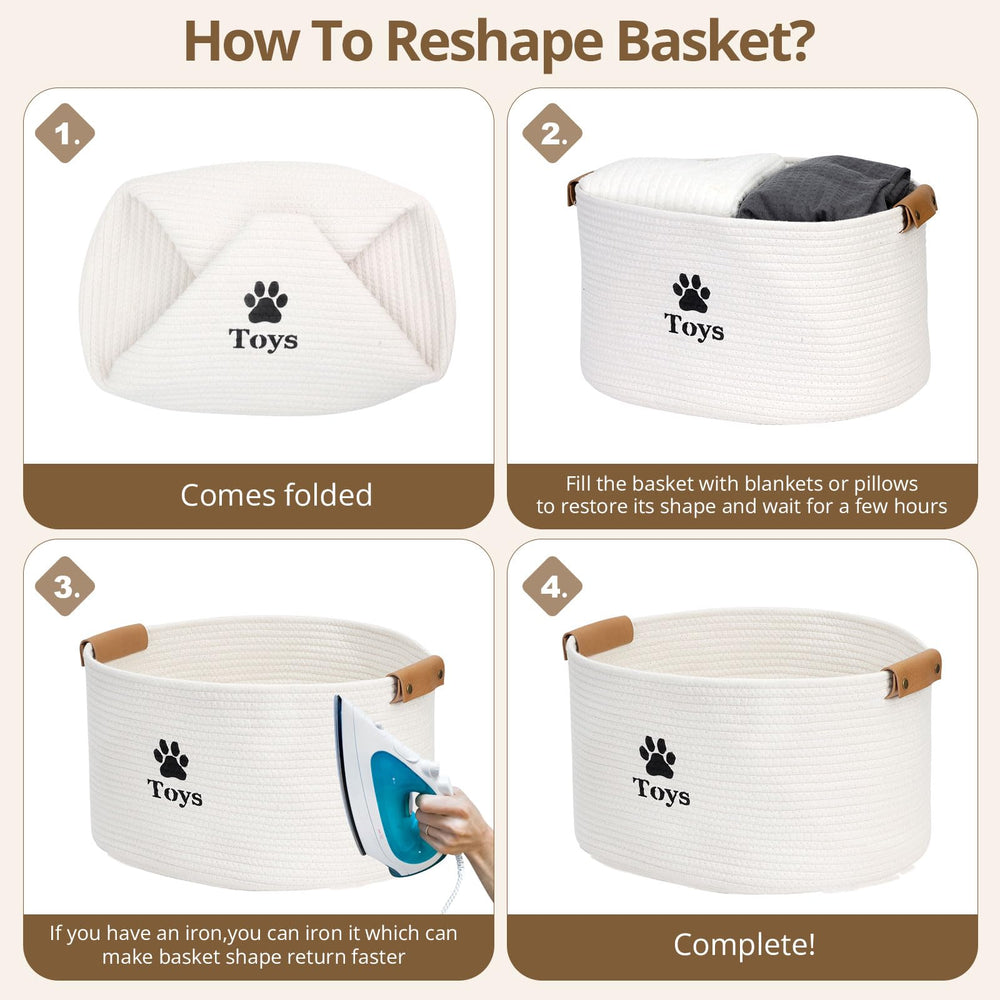 Jumpress dog toy basket in living room organized pet gear.