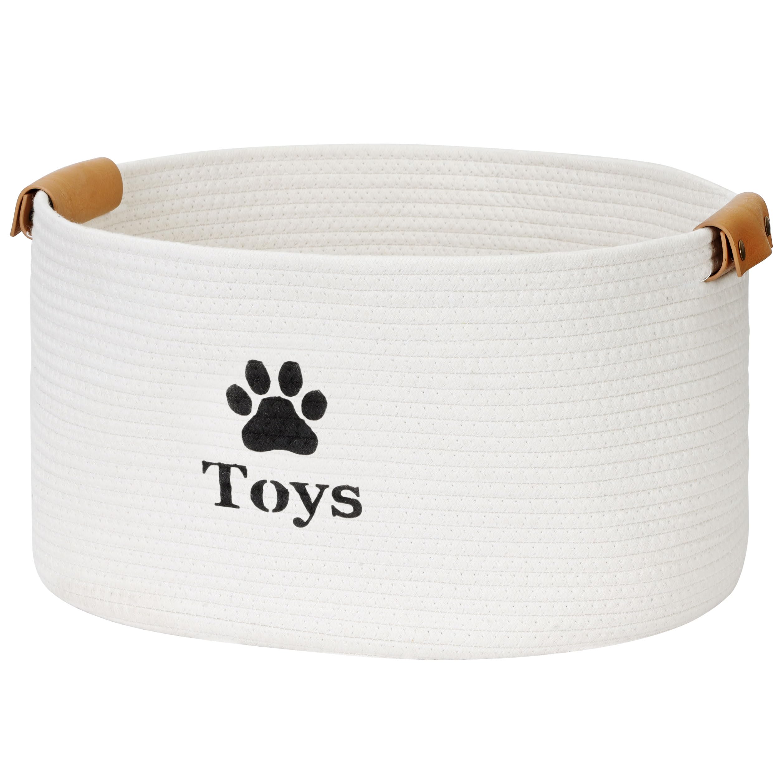 Jumpress dog toy basket large beige stores toys neatly for quick access.