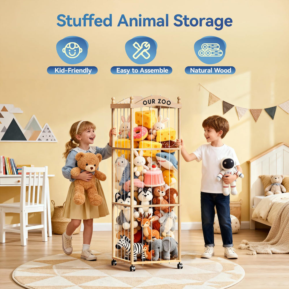 Jumvix sturdy storage keeps plushies organized in kids' rooms.