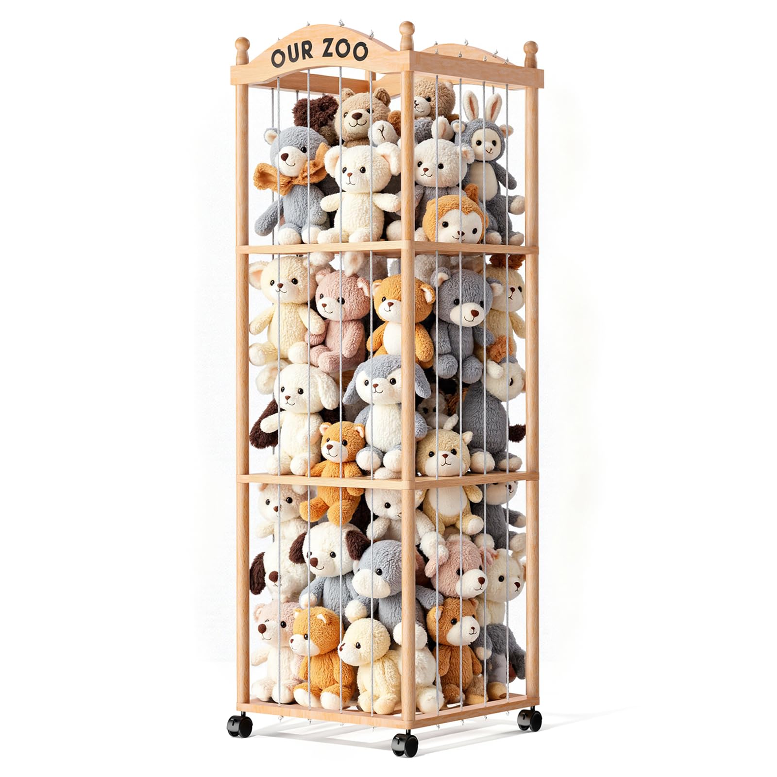 Jumvix stuffed animal storage zoo tower offers large capacity for nursery toys.