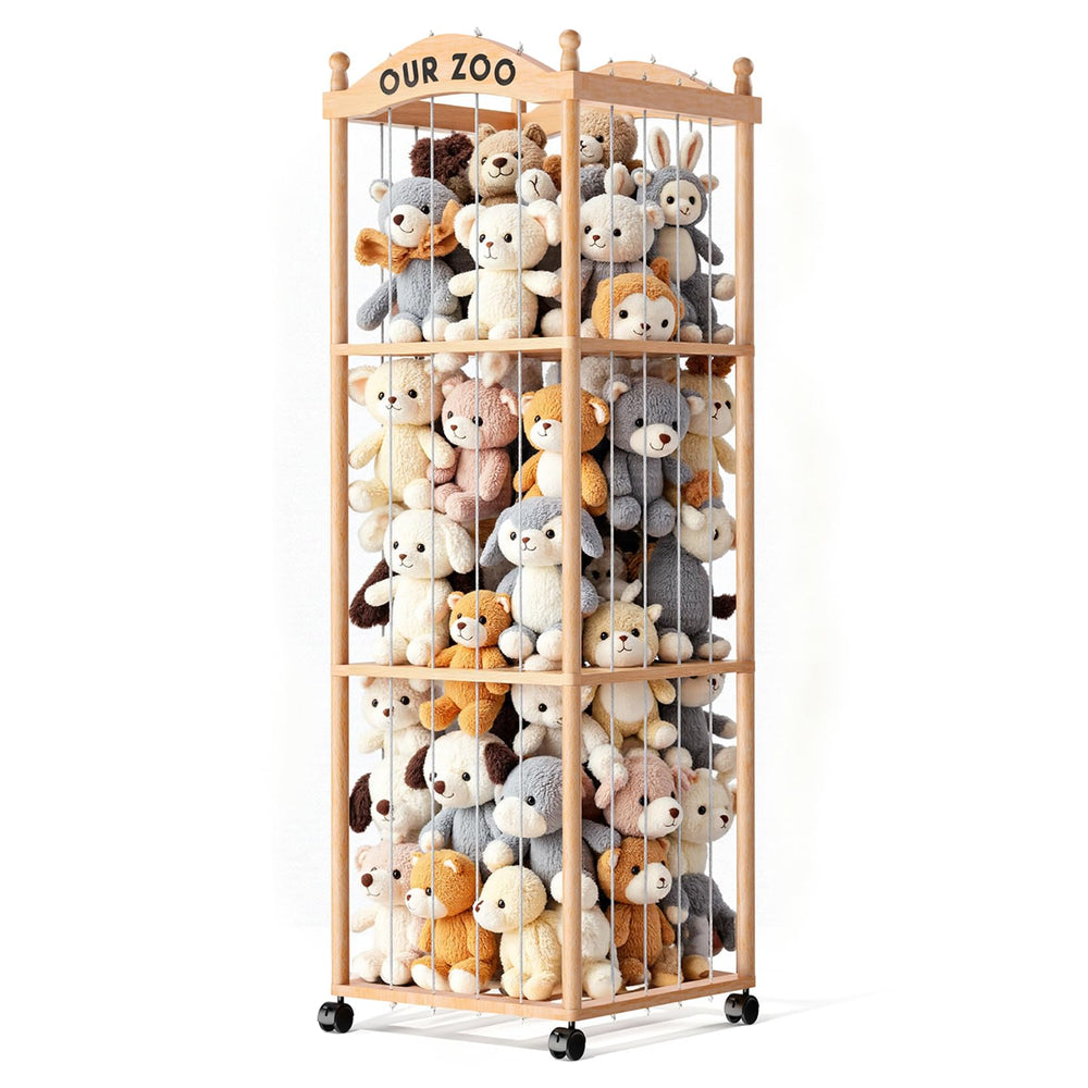 Jumvix stuffed animal storage zoo tower offers large capacity for nursery toys.