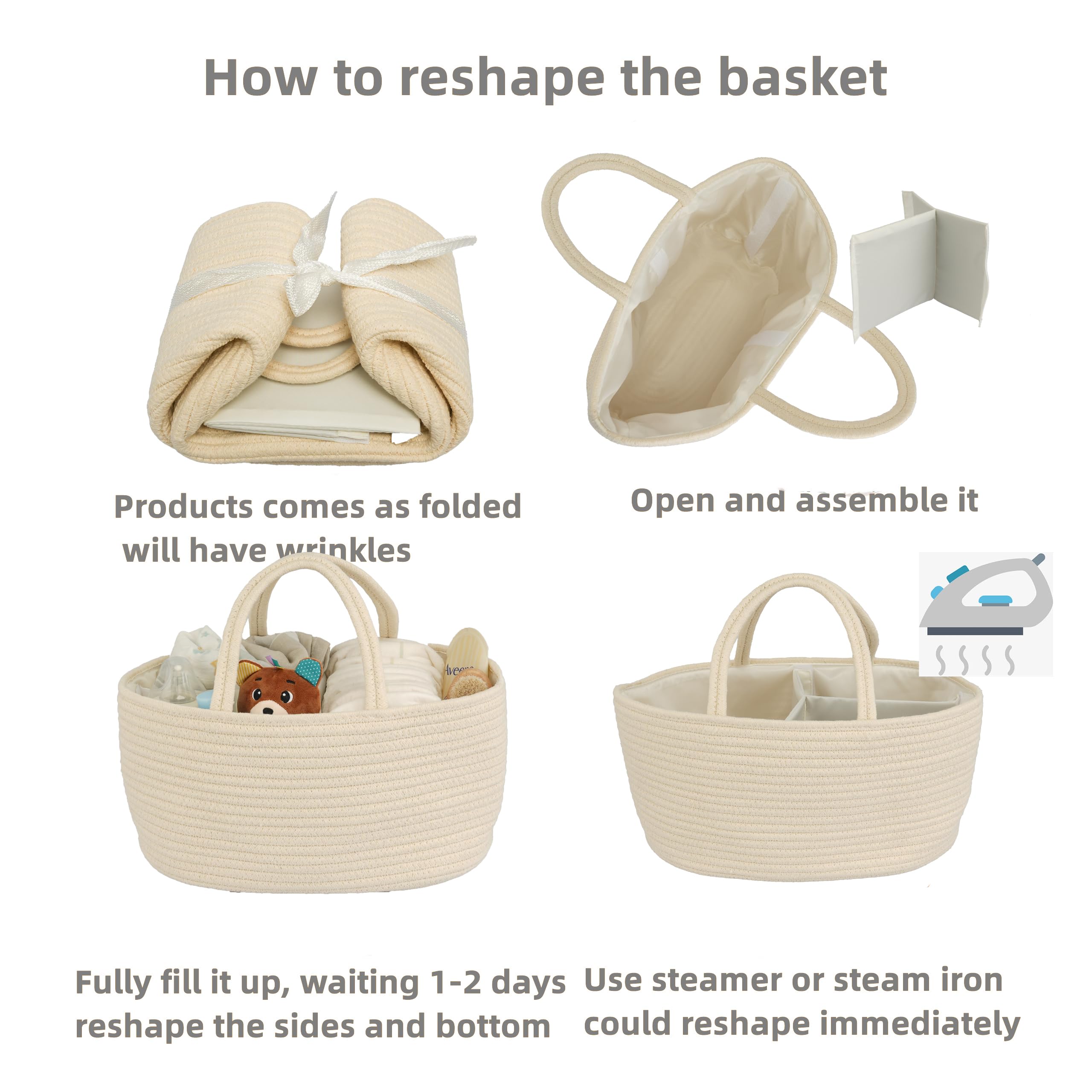 JUNBOLE beige cotton rope organizer from registry boosts everyday convenience.