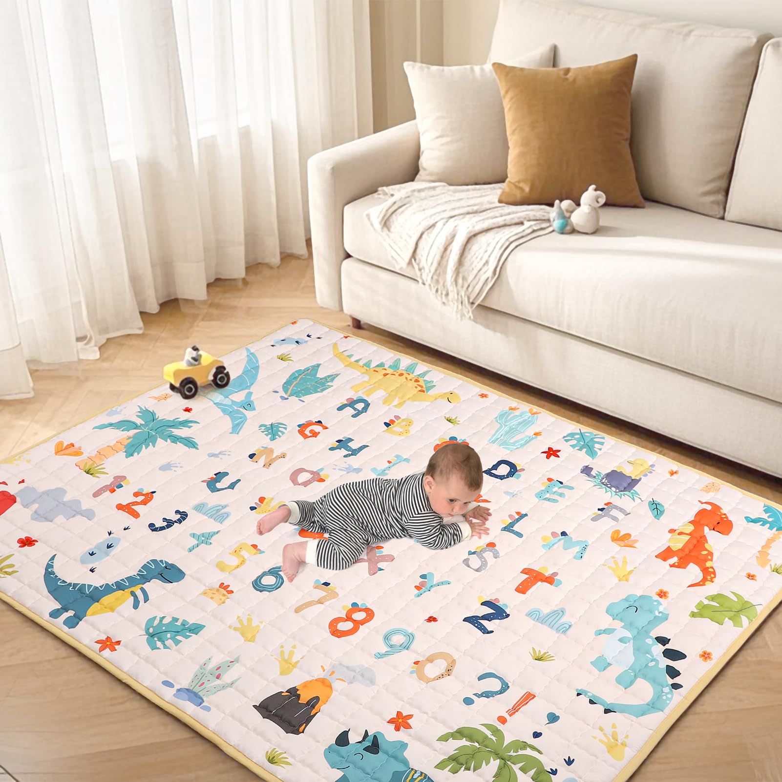 Jundetye 0-5-inch thick mat offers comfortable footing for standing and play.