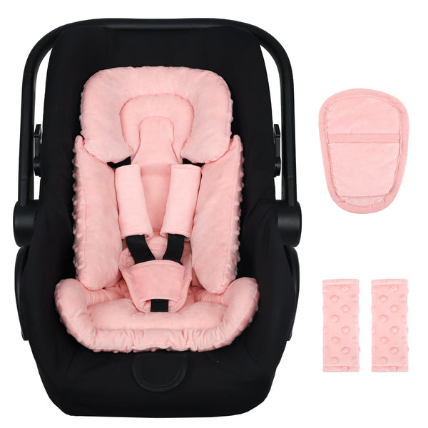 Jundetye 3-in-1 infant car seat insert with body cushion in orange-pink for snug comfort
