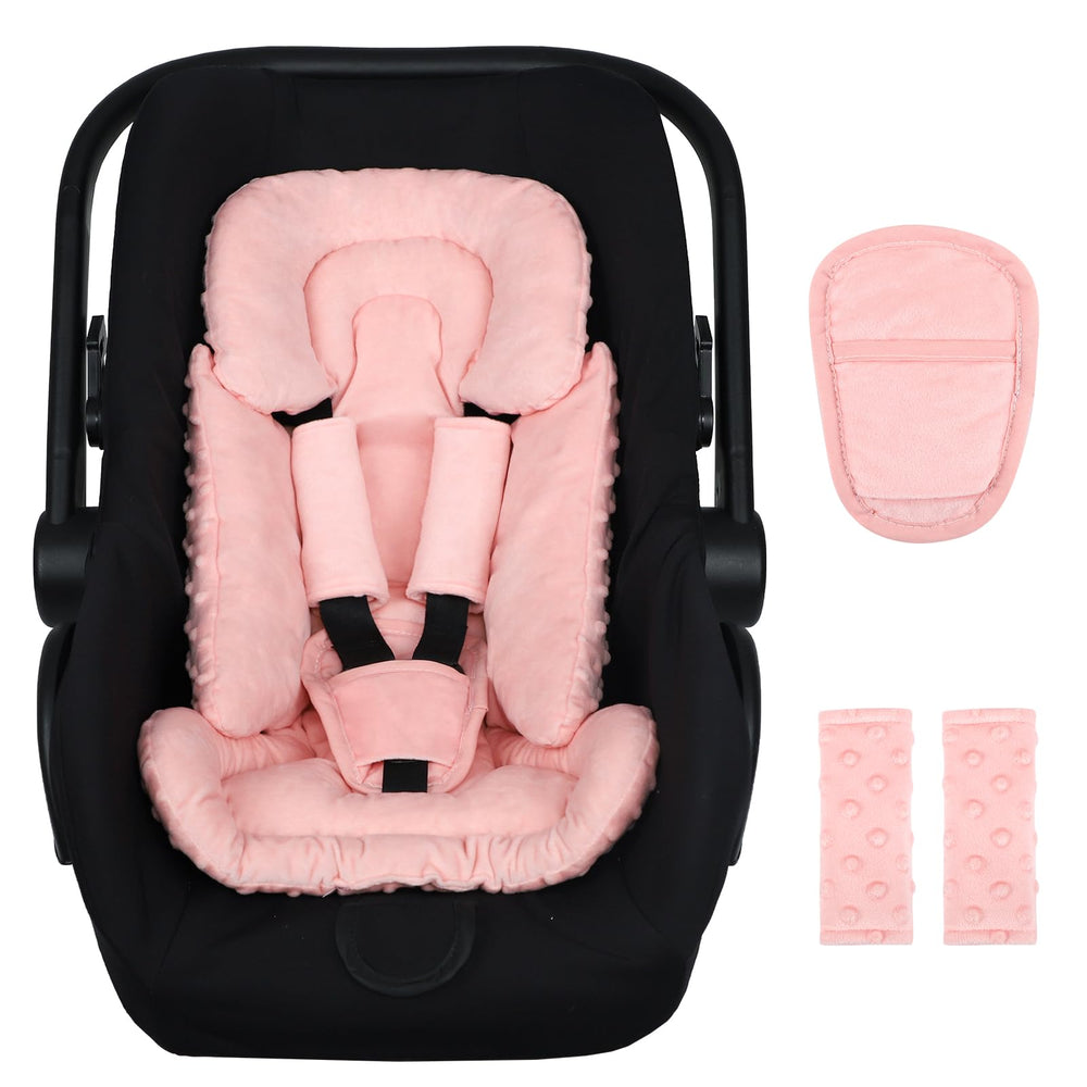 Jundetye 3-in-1 infant car seat insert with body cushion in orange-pink for snug comfort