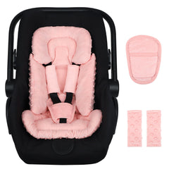 Jundetye 3-in-1 infant car seat insert with body cushion in orange-pink for snug comfort