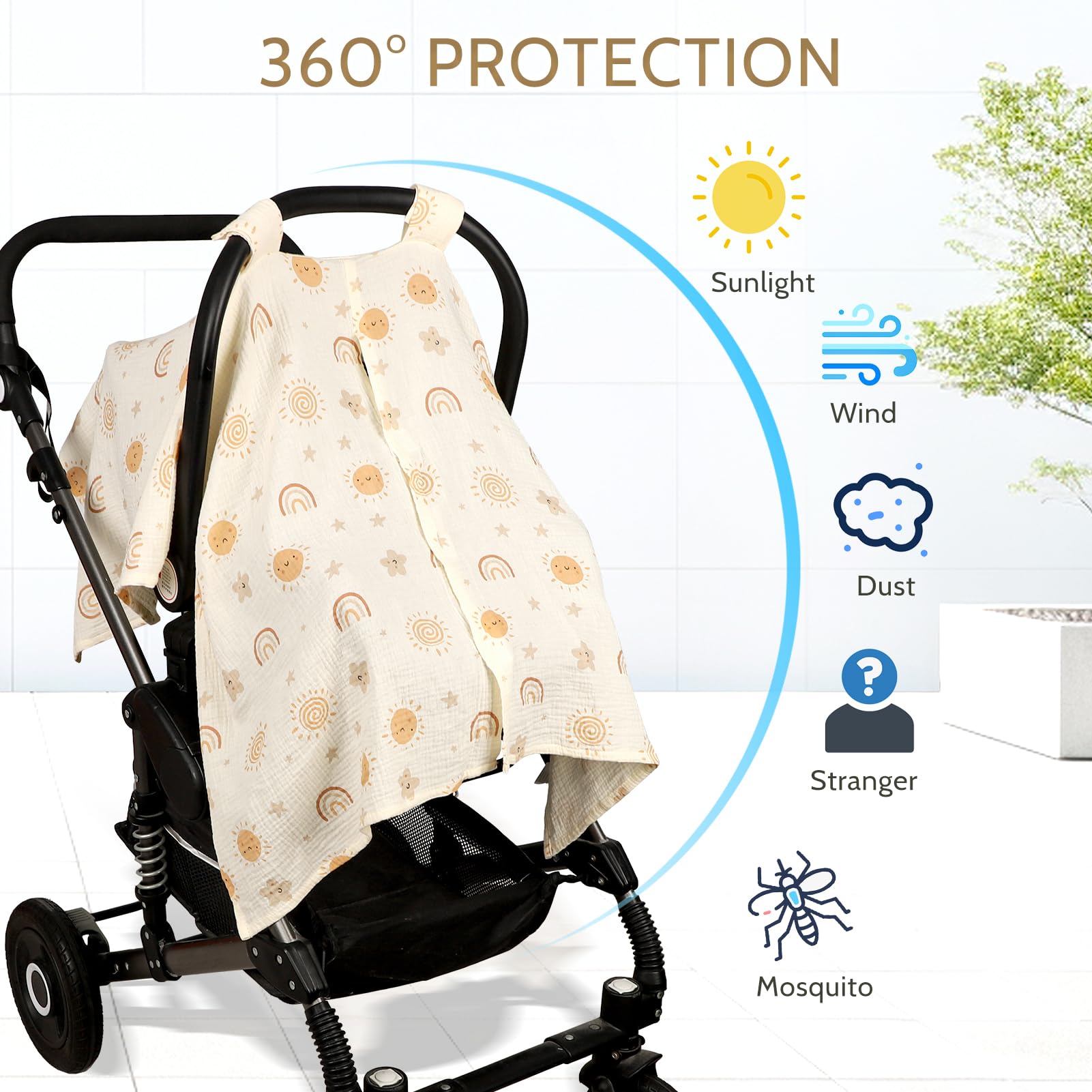 Jundetye adjustable straps simplify securing the car seat handle