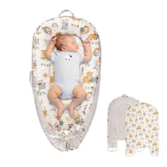 Jundetye baby lounger cover with zoo pattern adds playful style to the nest.