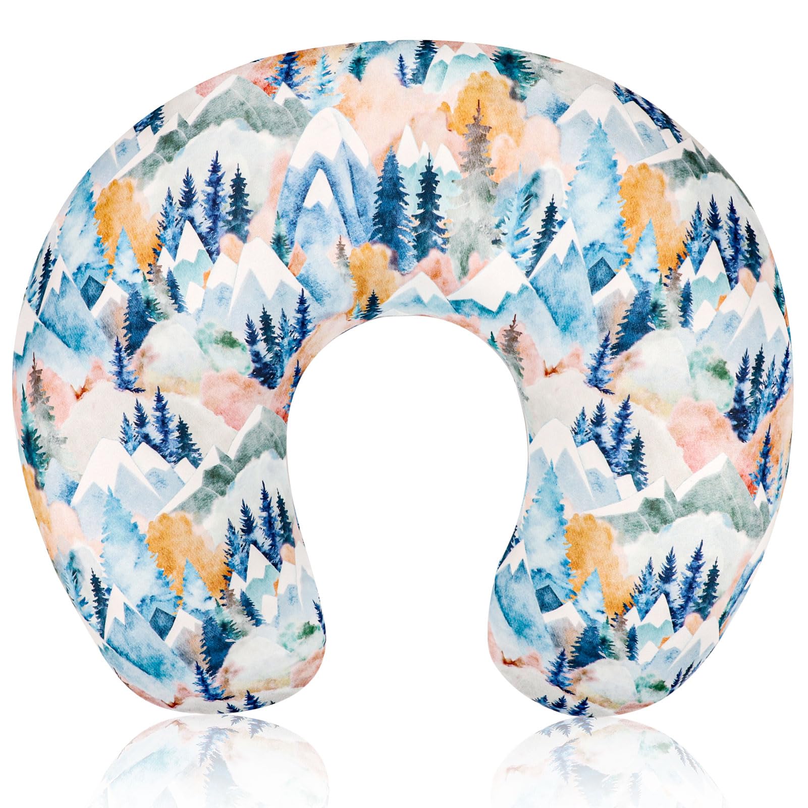 Jundetye forest-pattern nursing pillow cover front view for cozy feeding sessions.