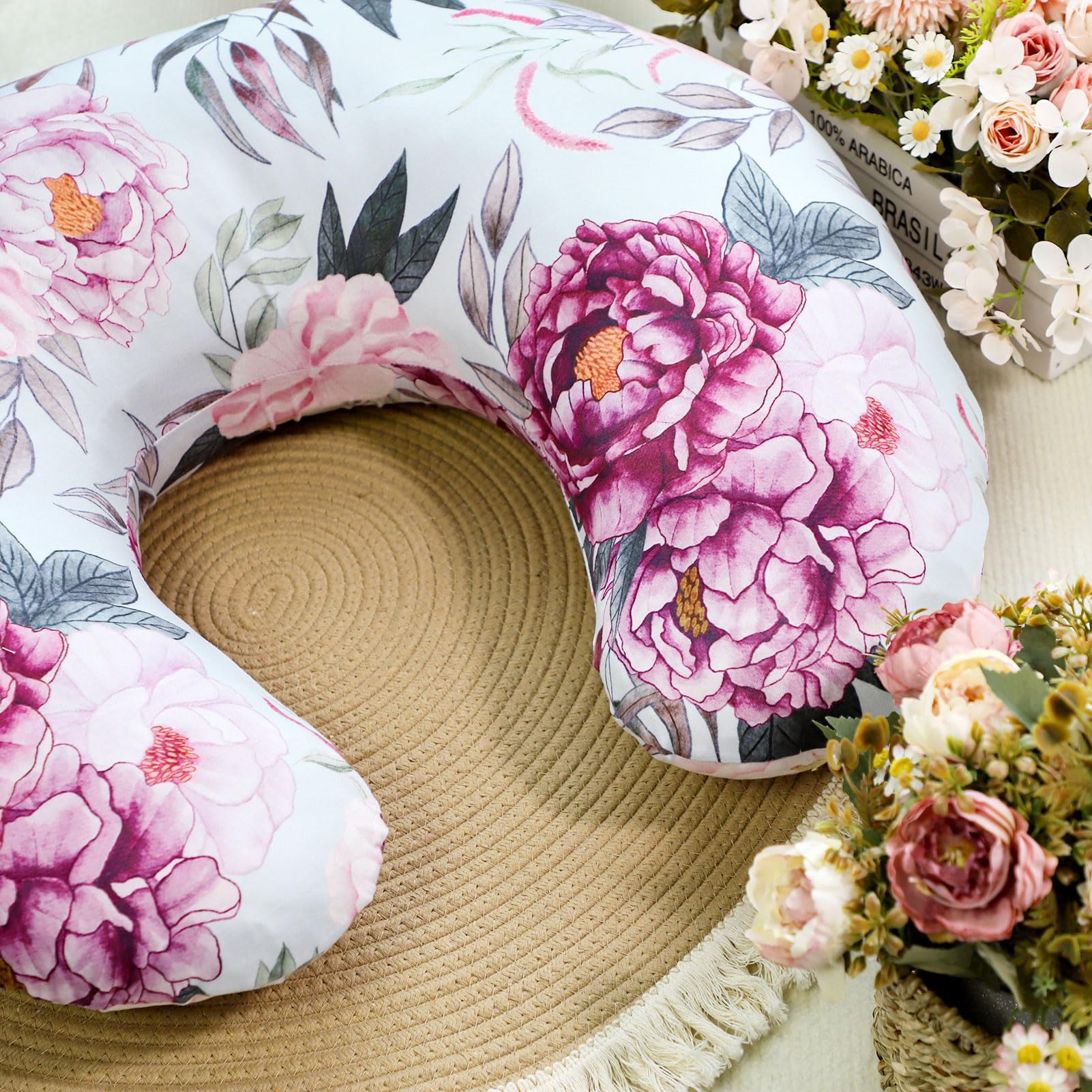 Cover on a pillow in a nursery creates a polished, coordinated space.