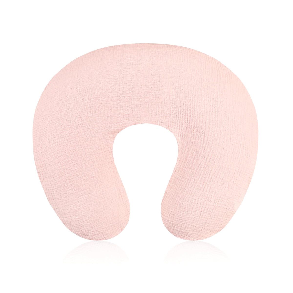 Jundetye pink baby nursing pillow cover, breathable muslin for comfortable feeds.
