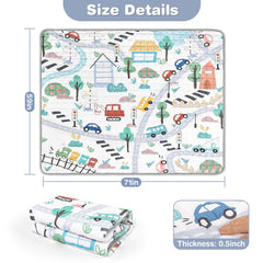 Jundetye 71x59 inch play mat size, providing ample space for crawlers and siblings