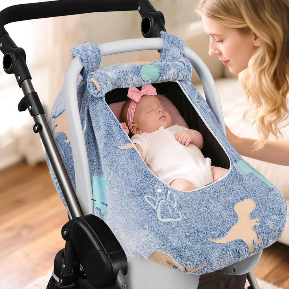 Jundetye blue dinosaur canopy adds style and shade on outings.