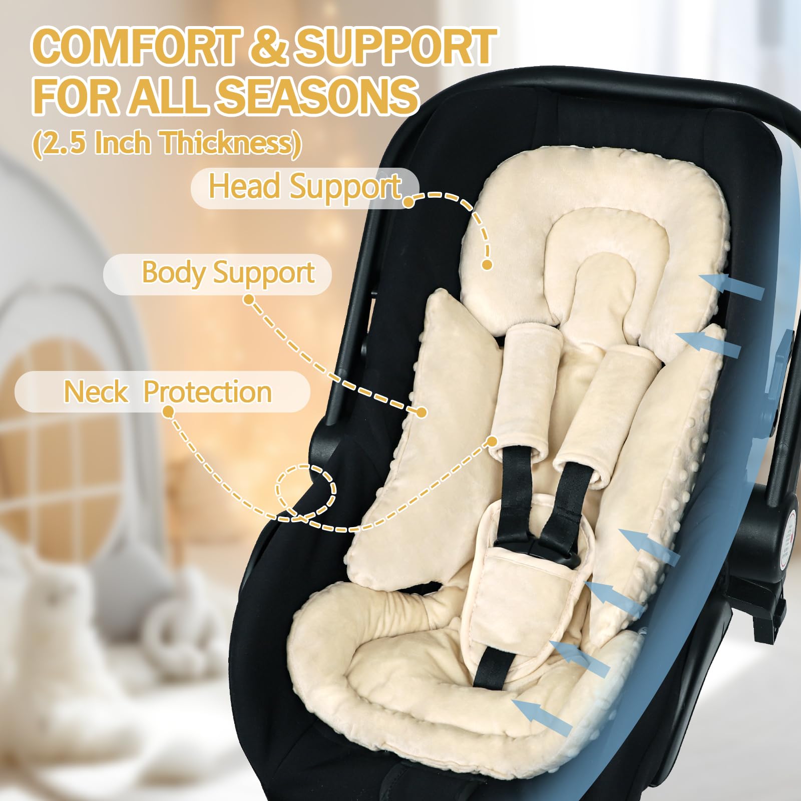 Jundetye buckle protector pad prevents buckle rub on baby abdomen for comfort