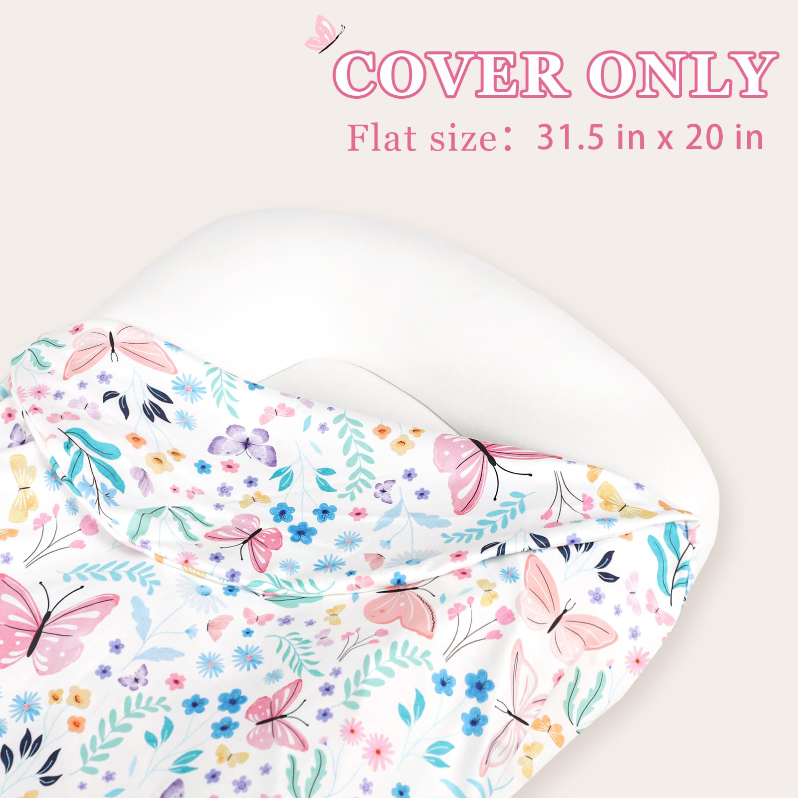 Jundetye butterfly lounger cover features a bright butterfly pattern to brighten the nursery.