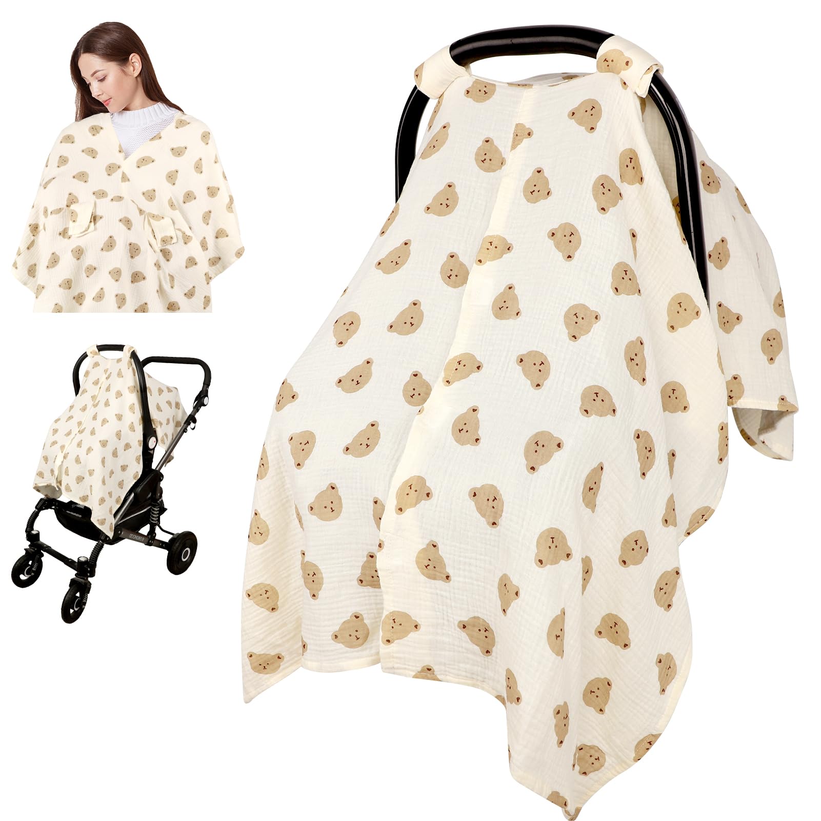 Jundetye car seat cover with 360° protection keeps baby shielded from sun and wind.