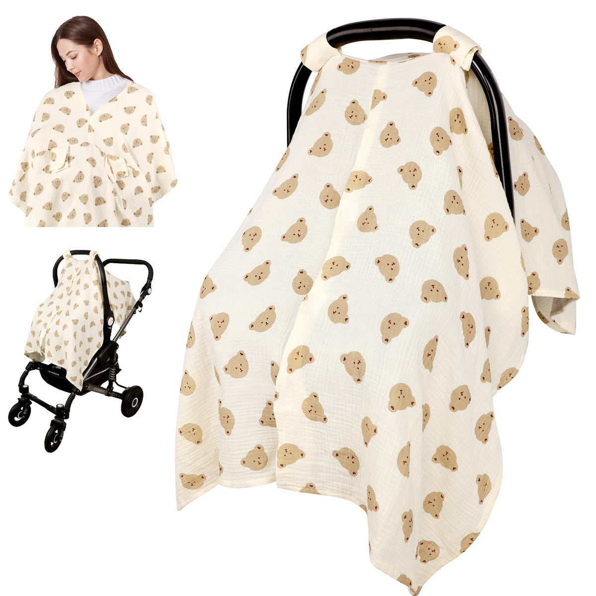 Jundetye car seat cover with 360° protection keeps baby shielded from sun and wind.