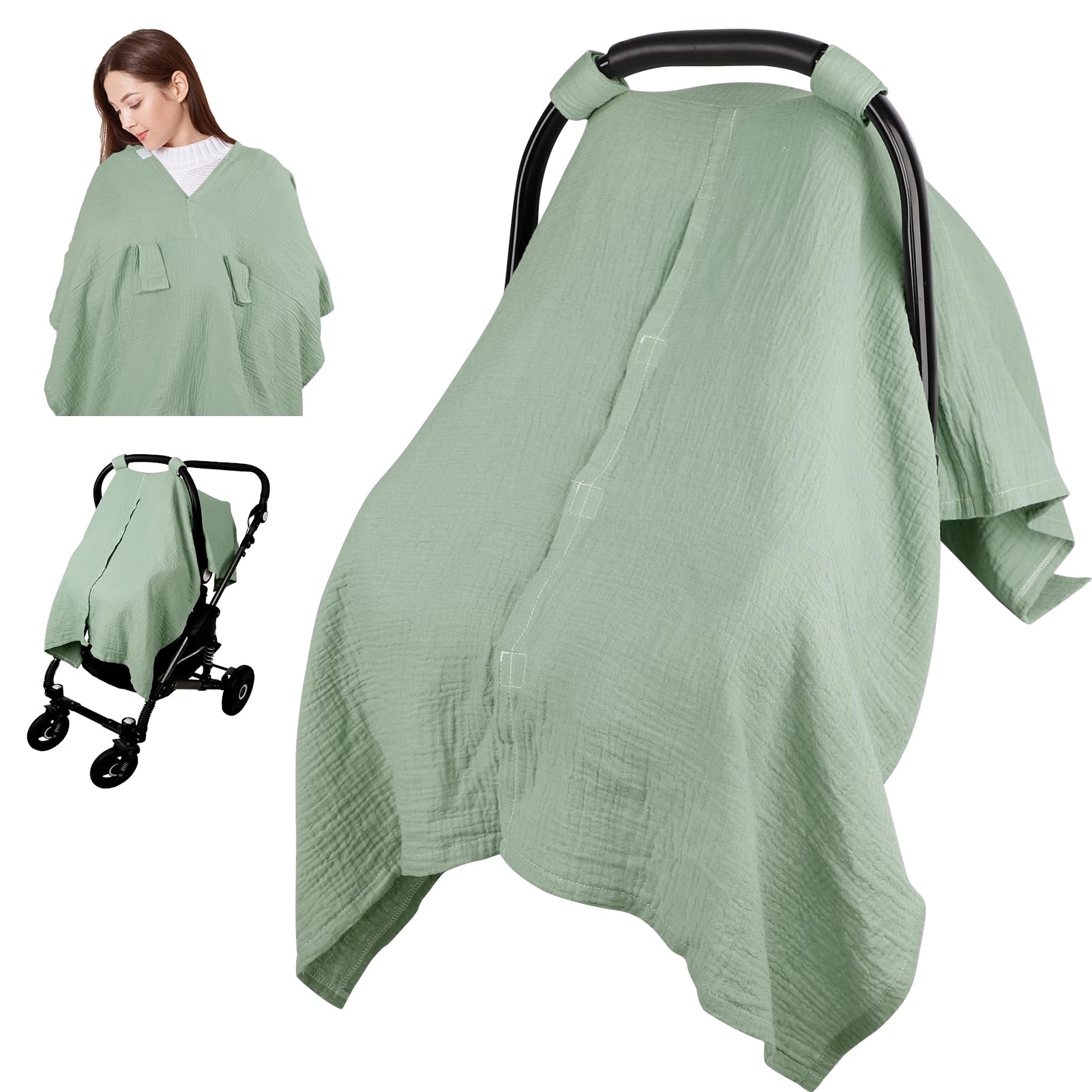Jundetye car seat cover for baby with soft breathable muslin fabric