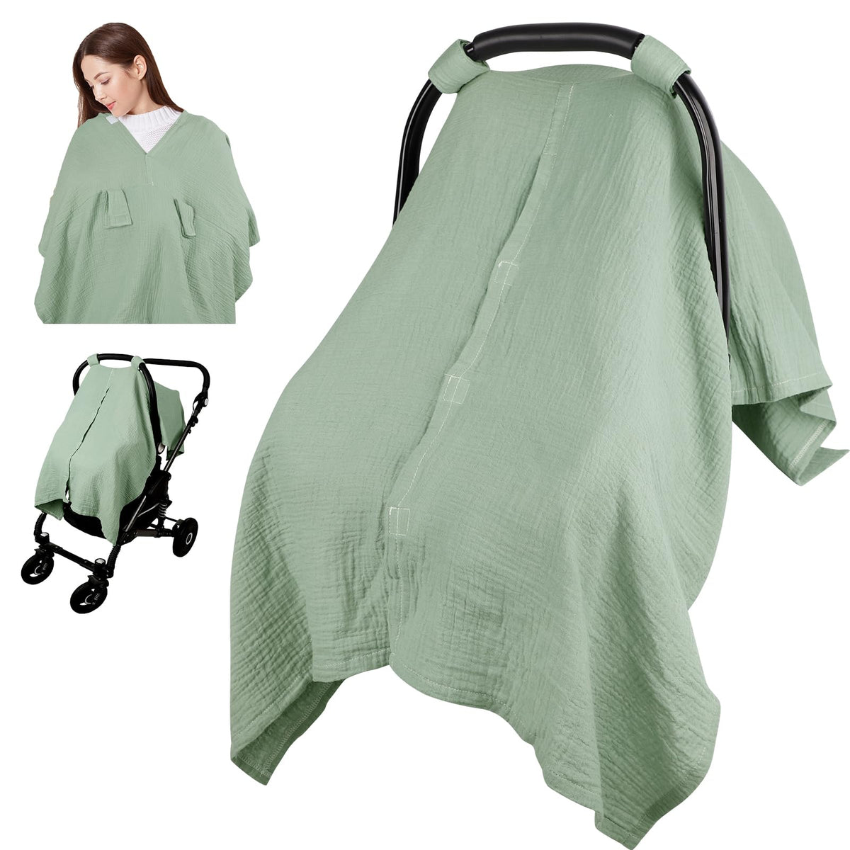Jundetye car seat cover for baby with soft breathable muslin fabric