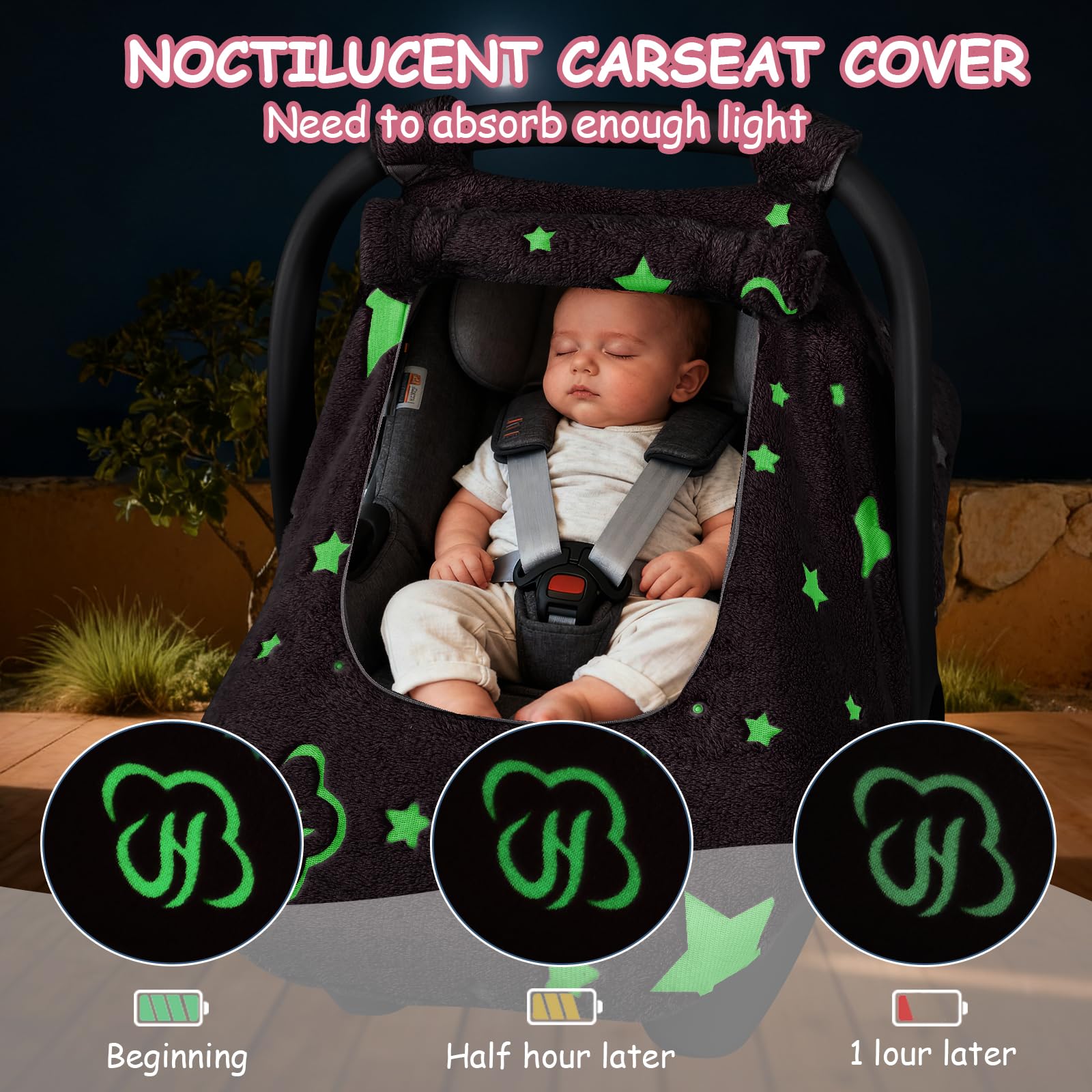 Jundetye car seat cover dual window design enables easy baby access.