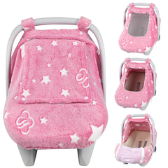 Jundetye car seat cover in hot pink with star pattern adds cozy warmth.