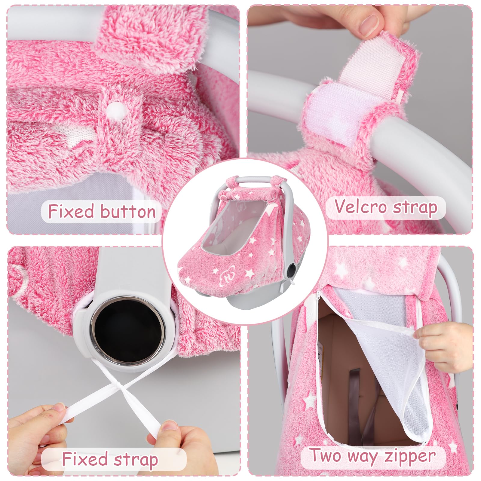 Jundetye car seat cover small zipper window with mesh promotes observation and breathability.