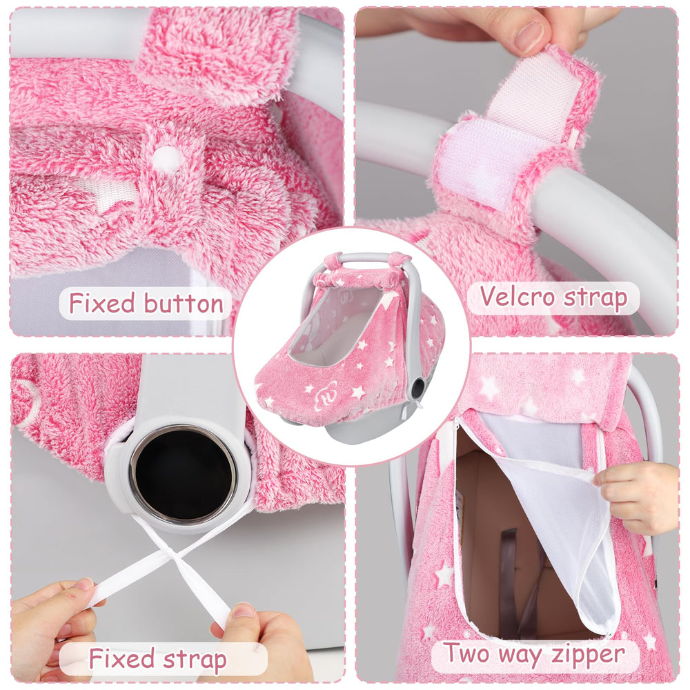Jundetye car seat cover small zipper window with mesh promotes observation and breathability.