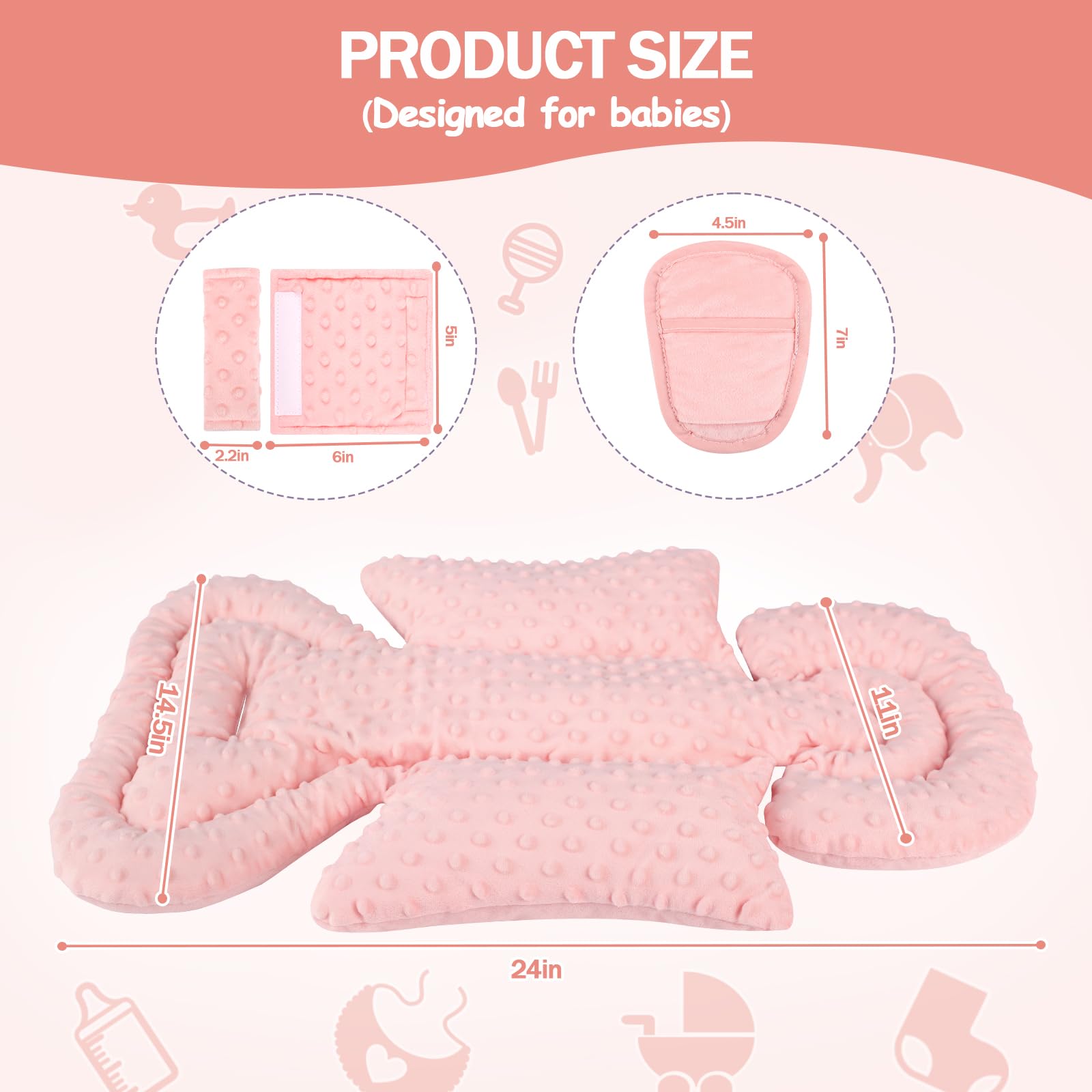 Jundetye strap covers protect baby skin from seatbelt rubbing