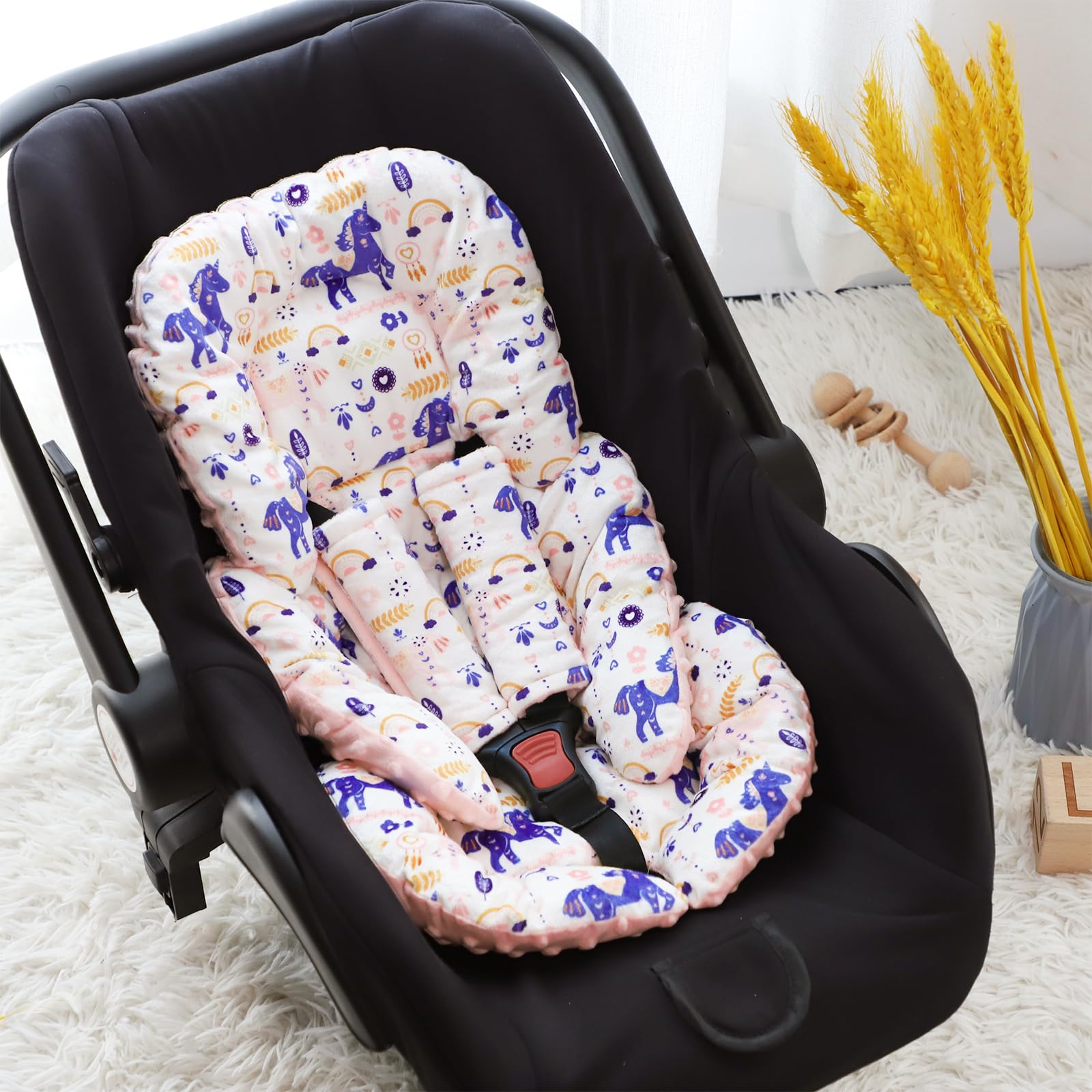 Jundetye compatible with stroller, swings, rockers, and bassinets.