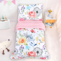 Jundetye floral toddler bedding reversible comforter two looks for bedtime