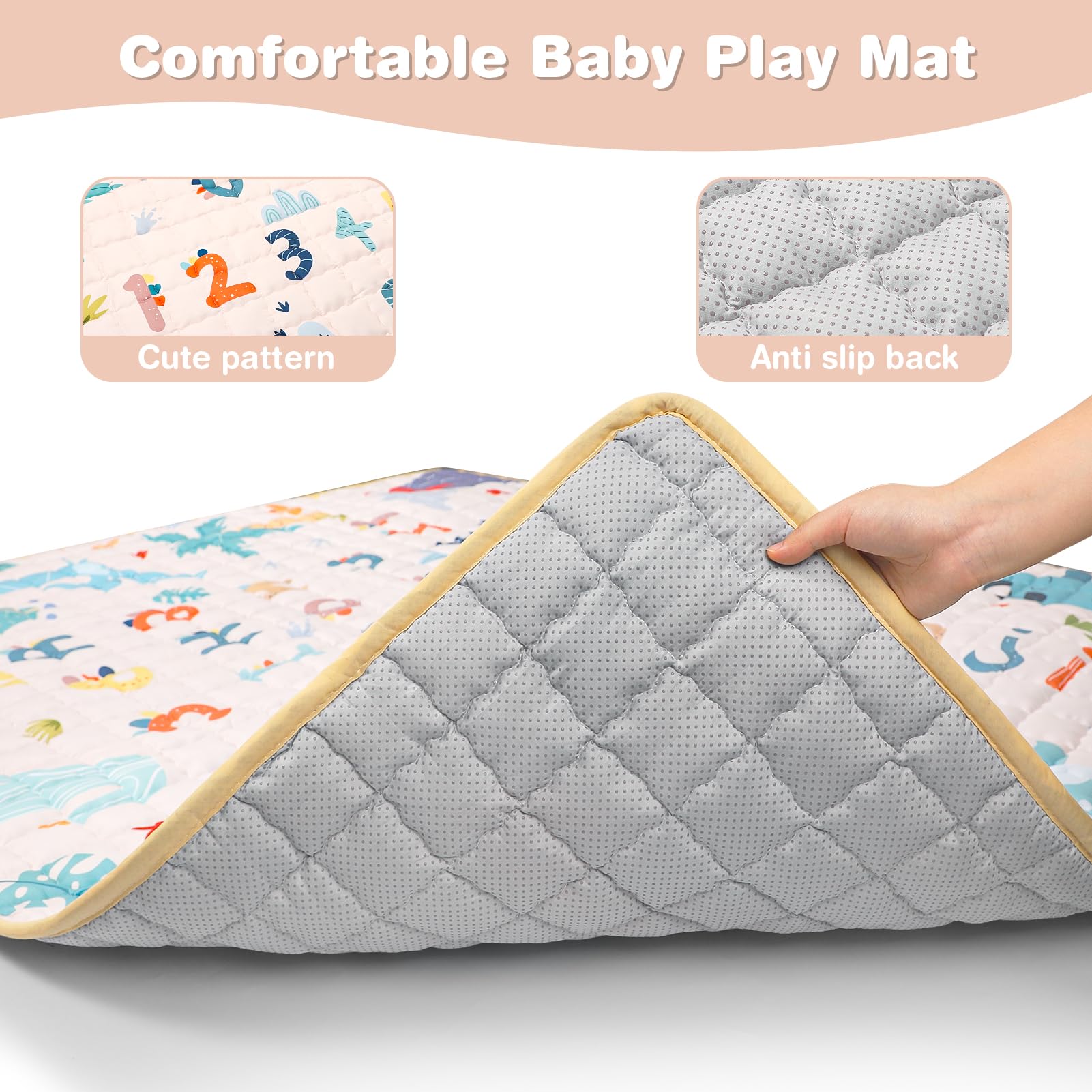 Jundetye foldable play mat shown folded for easy storage, ideal for indoor or outdoor use.