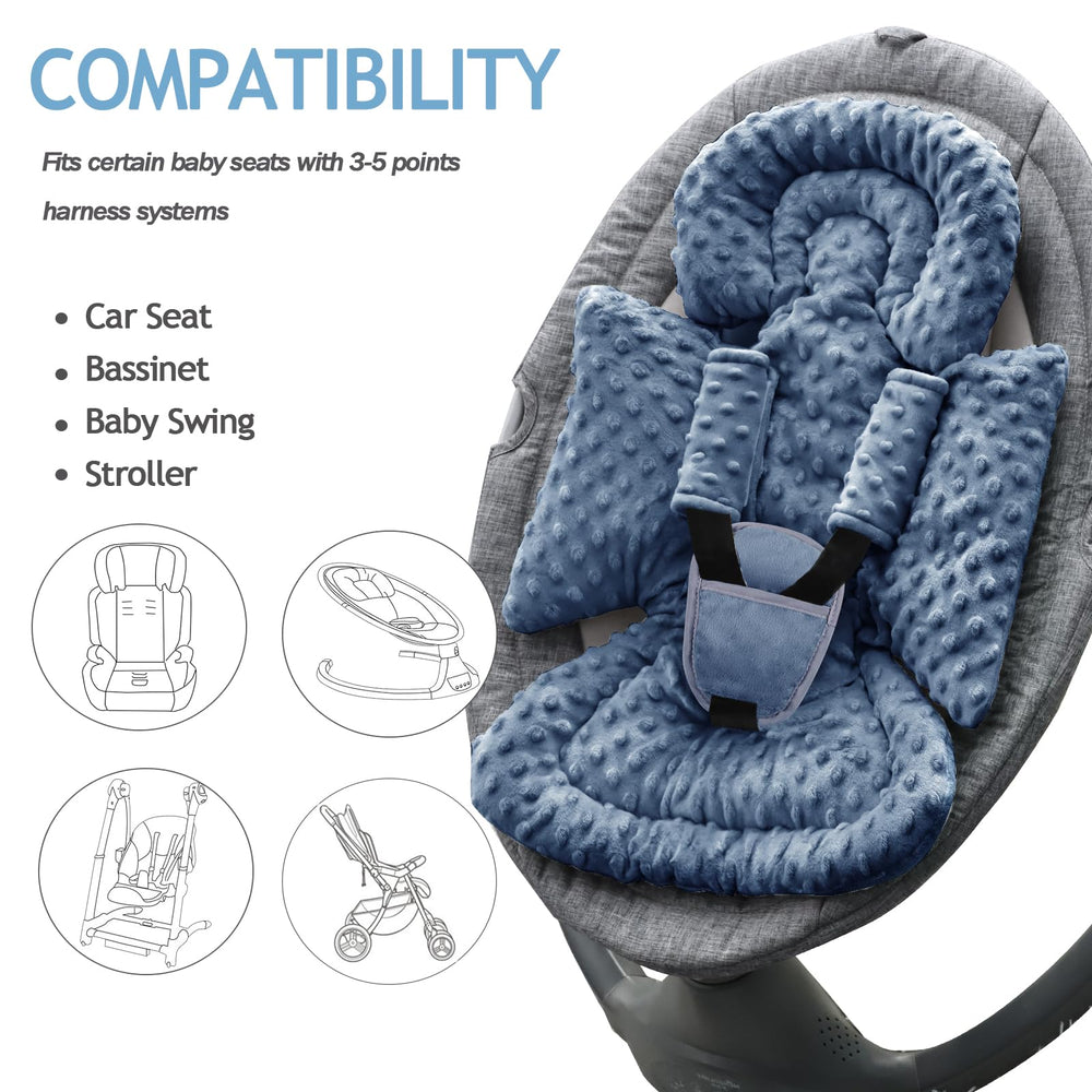 Jundetye harness holes blue interior view shows 3-5-point harness compatibility.
