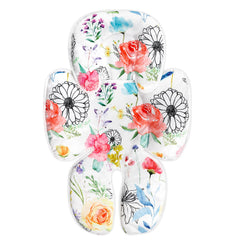 Jundetye infant car seat insert head support in white floral fabric for newborn comfort.
