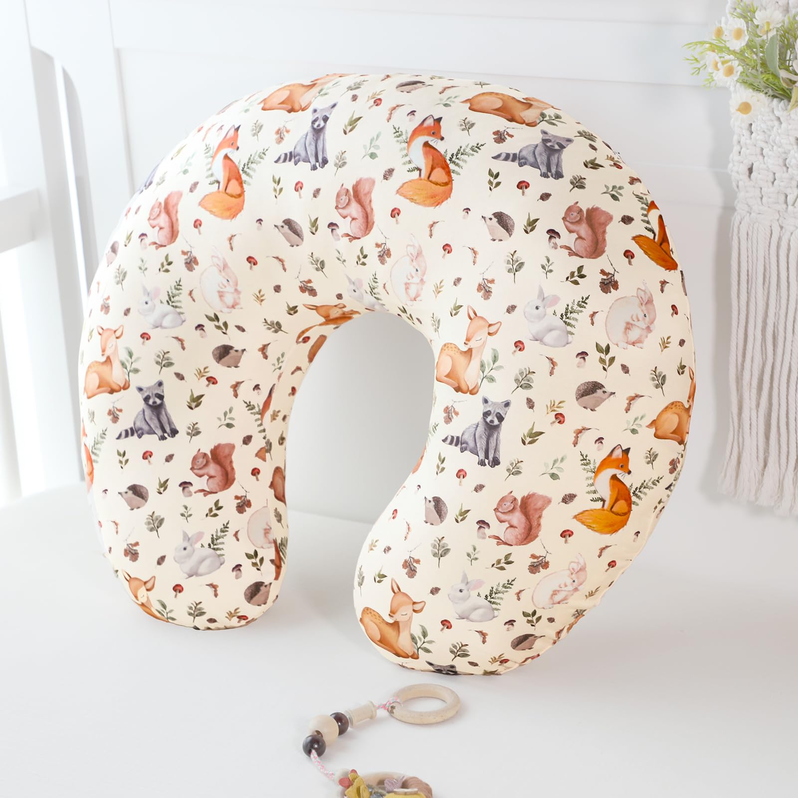 Colorful woodland print brightens nursery decor and makes a thoughtful baby shower gift.