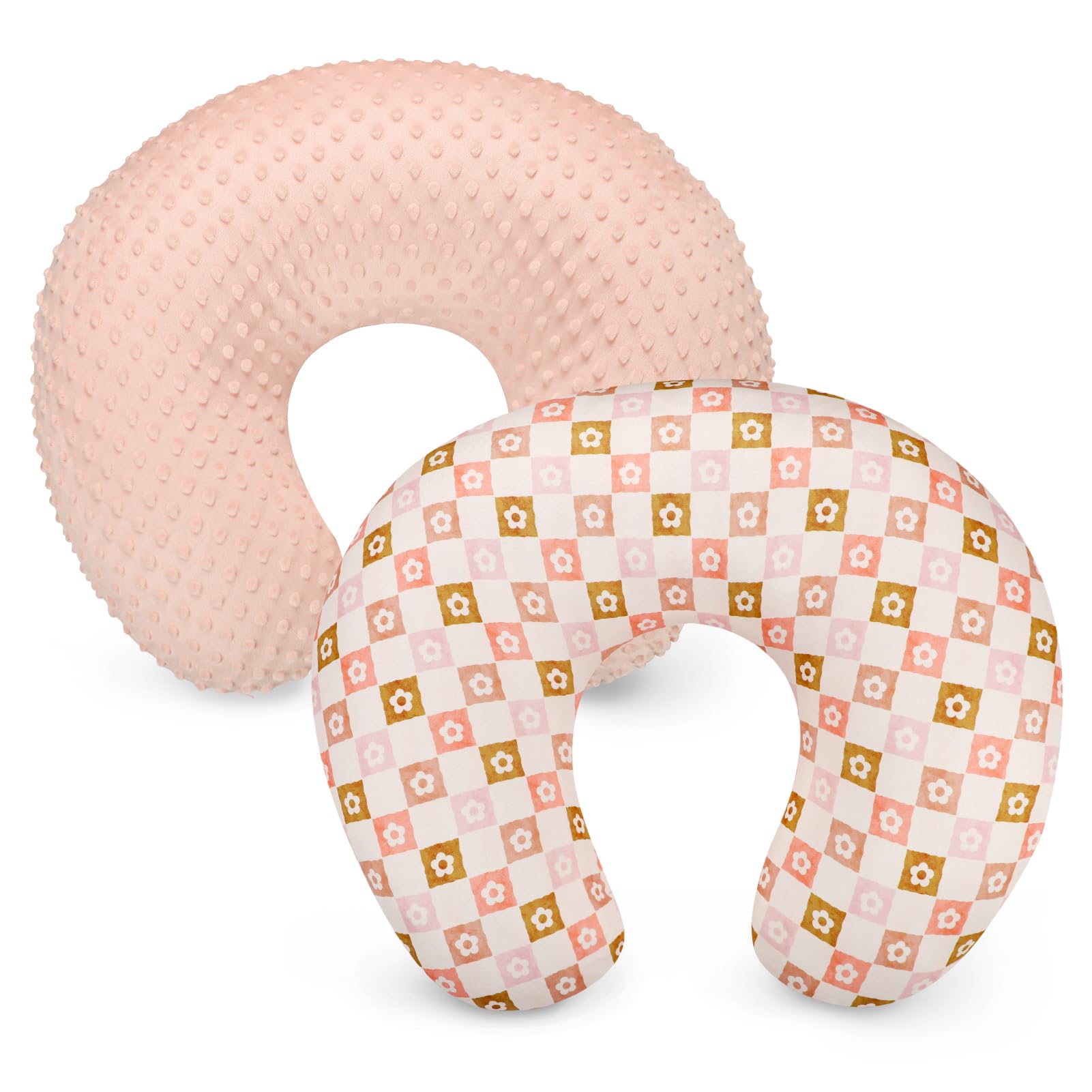 Jundetye nursing pillow cover with checkerboard pattern for a vibrant, breathable baby-friendly look.