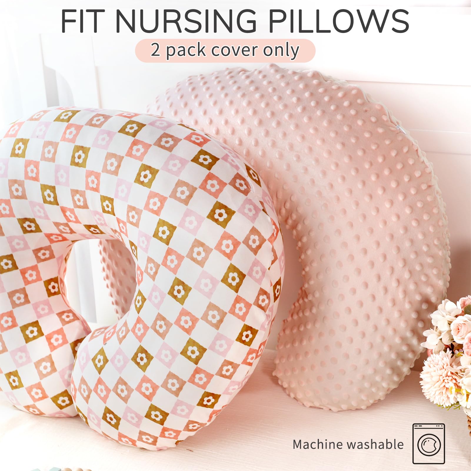 Jundetye nursing pillow cover features a large zipper for easy on off access.