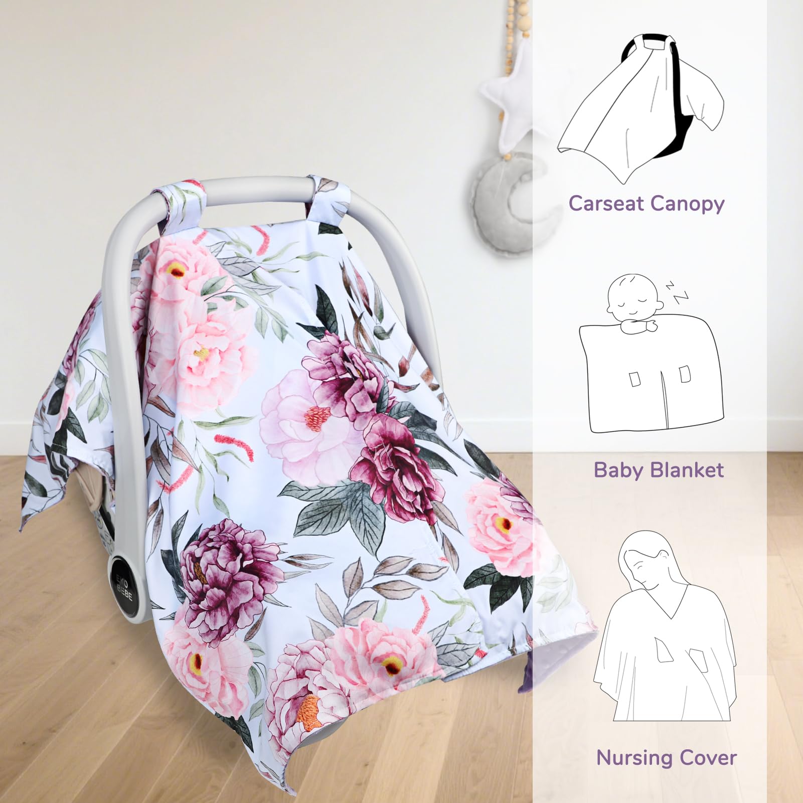 Jundetye pink purple pattern adds style while shielding baby